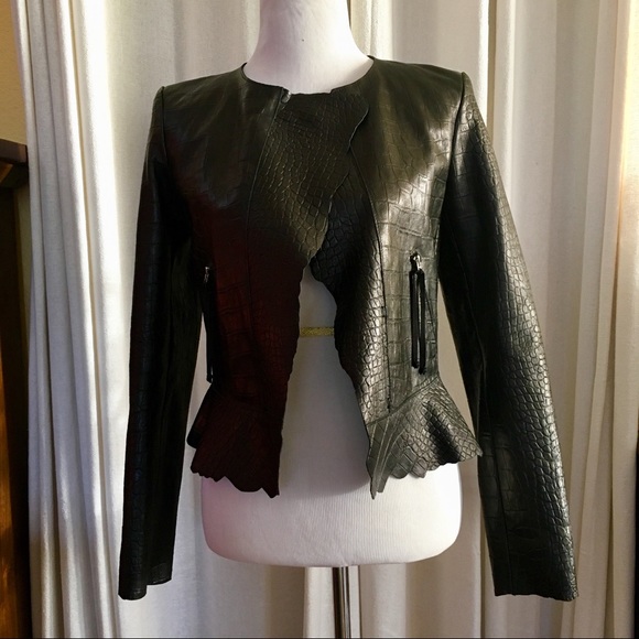 SOLD Isabel Marant Croc Embossed Leather Jacket XS - Picture 3 of 8